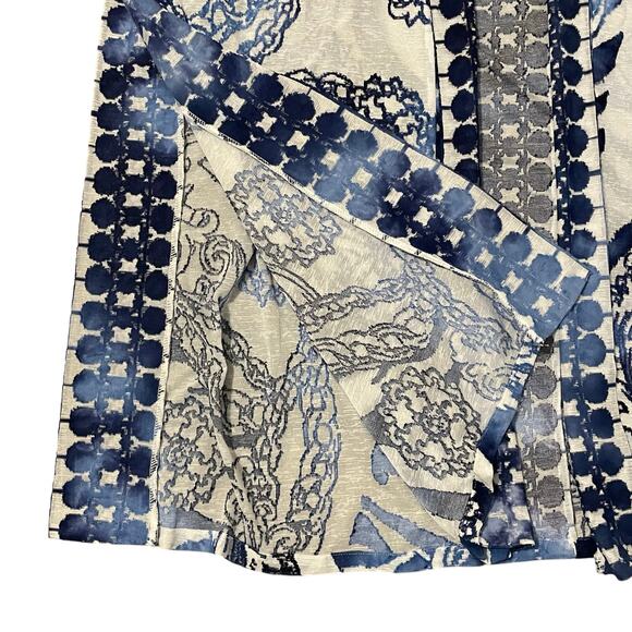 Chico’s Kimono Blue Filigree Burnout Ruana Wrap Women's Size S/M - Picture 10 of 15